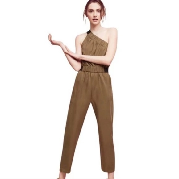 ANTHRO | MAEVE | Verano Olive Green One Shoulder Jumpsuit - Picture 2 of 3